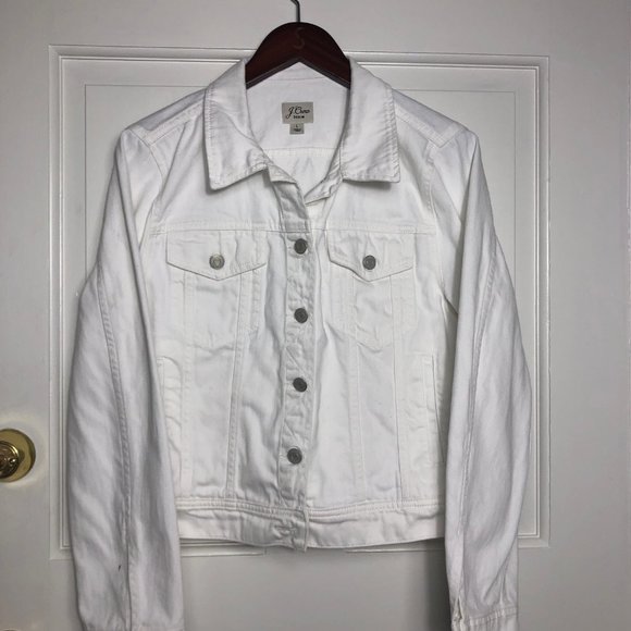 J. Crew Jackets & Coats J Crew Womens White Denim Jacket L Poshmark